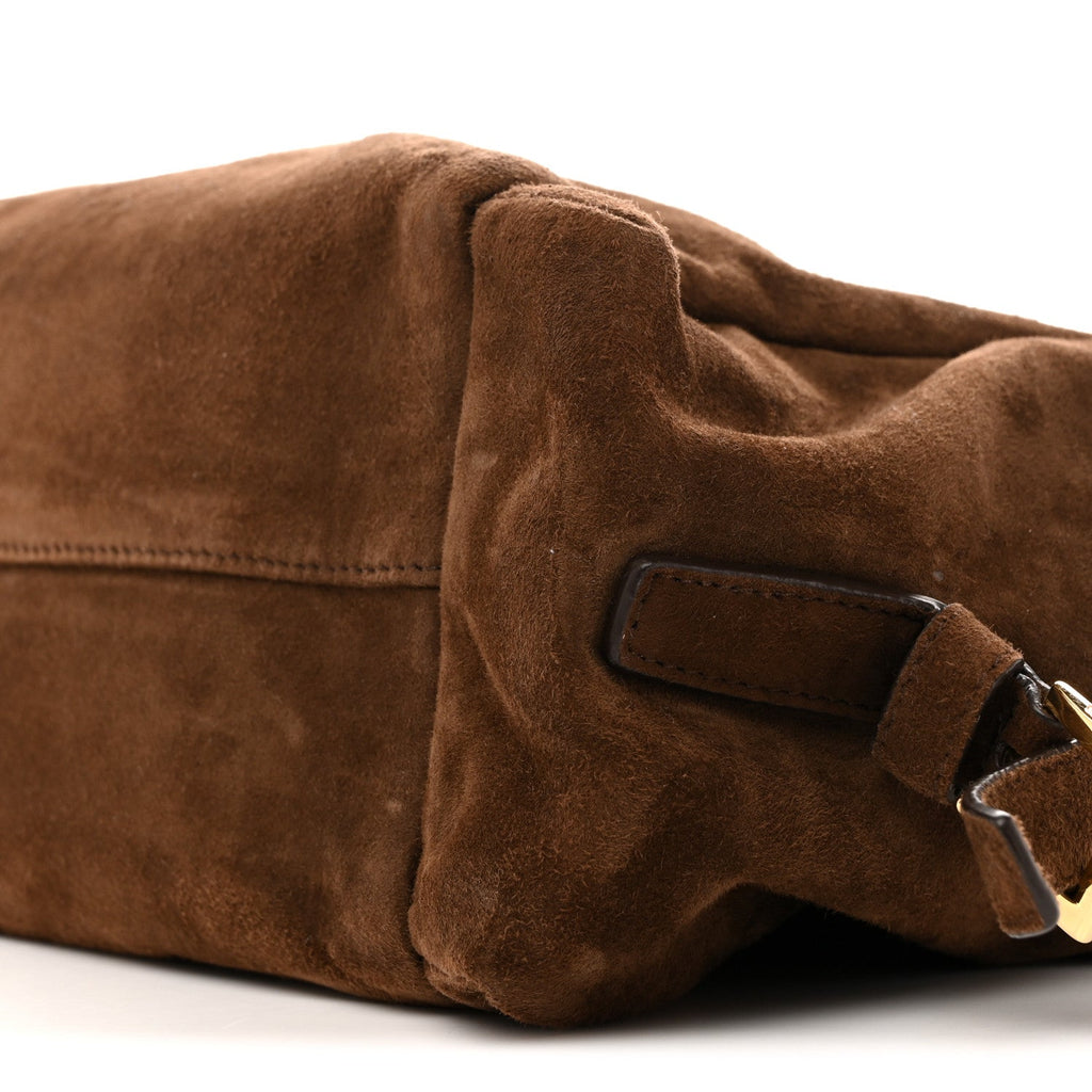 Prada Suede Large Explore Shoulder Bag Cocoa Brown