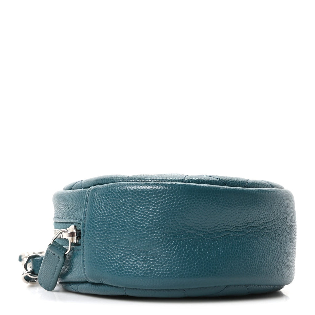 Chanel Caviar Quilted Round Clutch With Chain Green