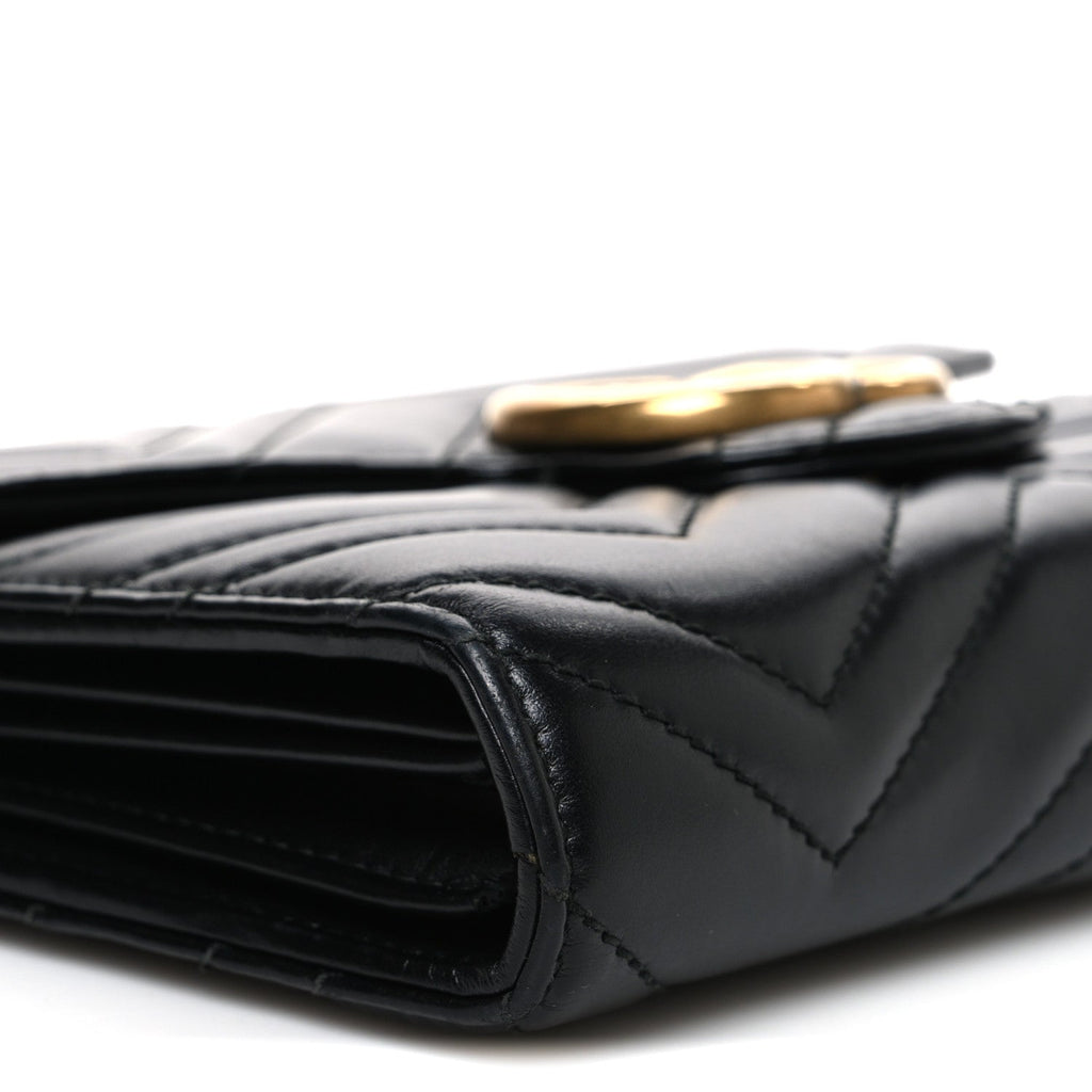Gucci Calfskin Matelasse GG Marmont Chain Wallet Black