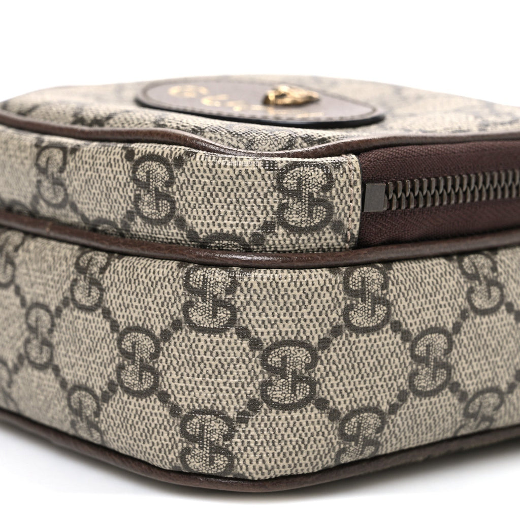 Gucci GG Supreme Monogram Mini Neo Vintage Double Zip Messenger Bag Beige New Acero Crop