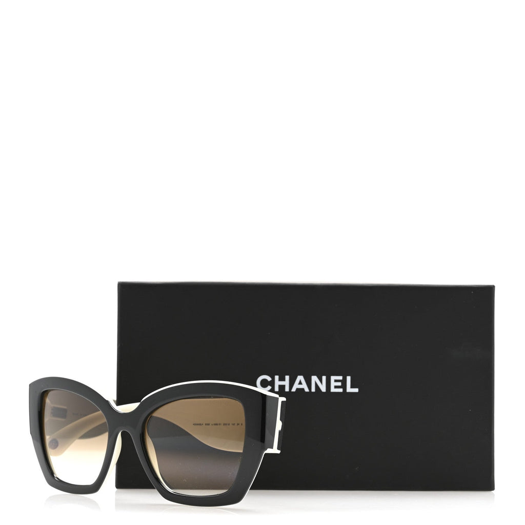Acetate Square Sunglasses 6058 Black White