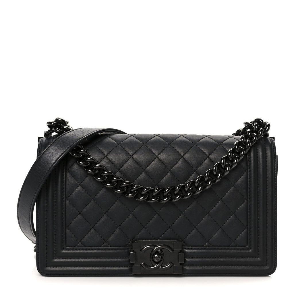 Chanel Calfskin Quilted Medium Boy Flap So Black