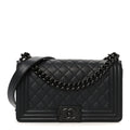 Chanel Calfskin Quilted Medium Boy Flap So Black