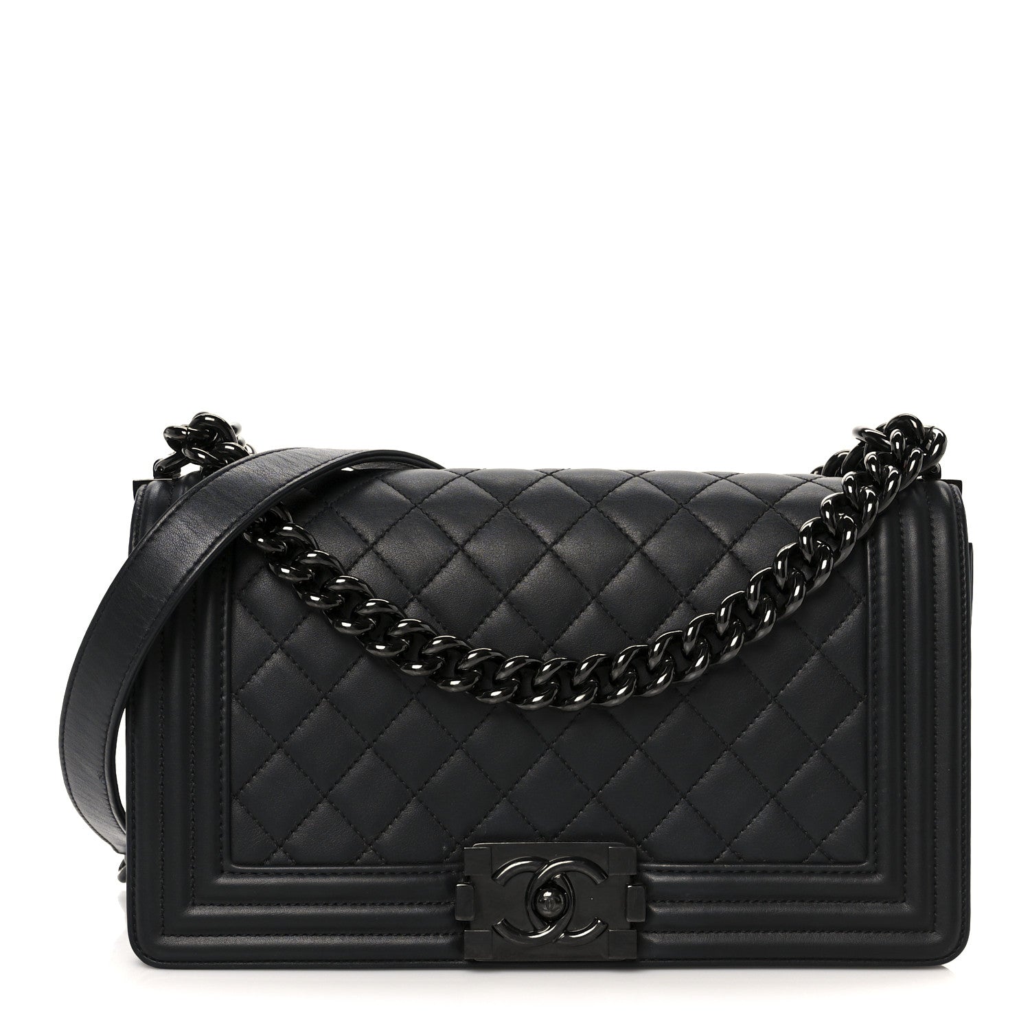 Chanel Calfskin Quilted Medium Boy Flap So Black
