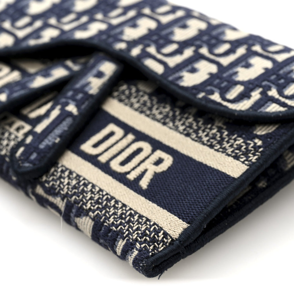Christian Dior Oblique Slim Saddle Pouch Blue