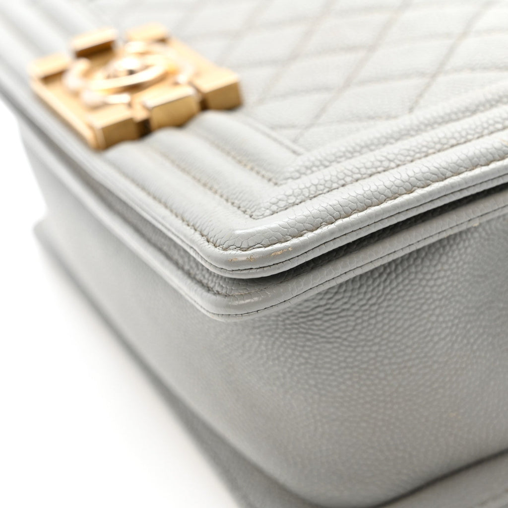 Chanel Caviar Quilted Small Boy Flap Light Grey