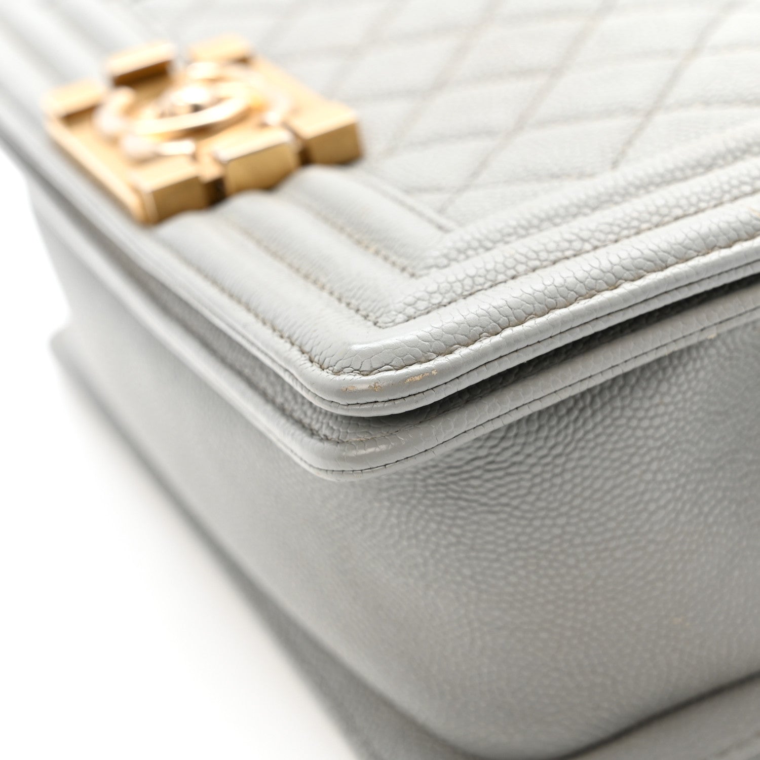 Chanel Caviar Quilted Small Boy Flap Light Grey