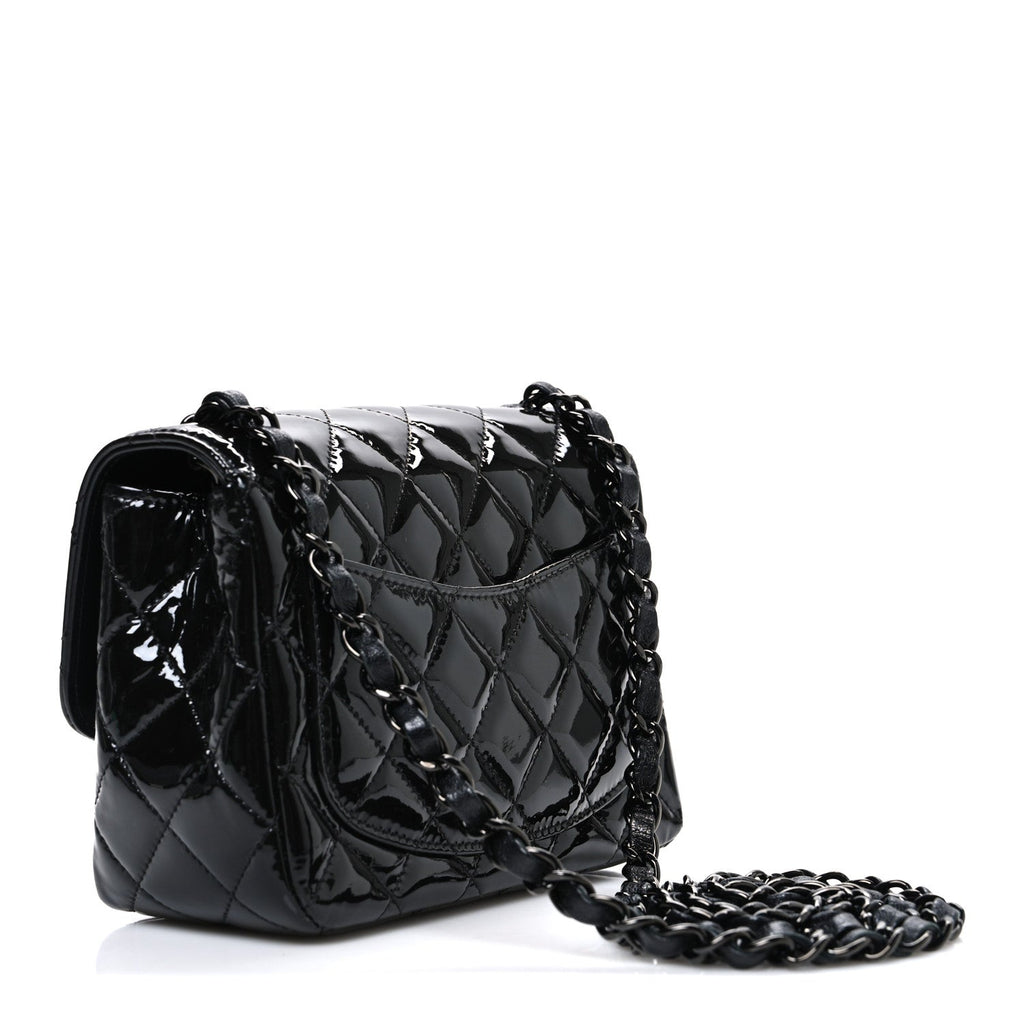 Chanel Patent Calfskin Quilted Mini Square Flap So Black
