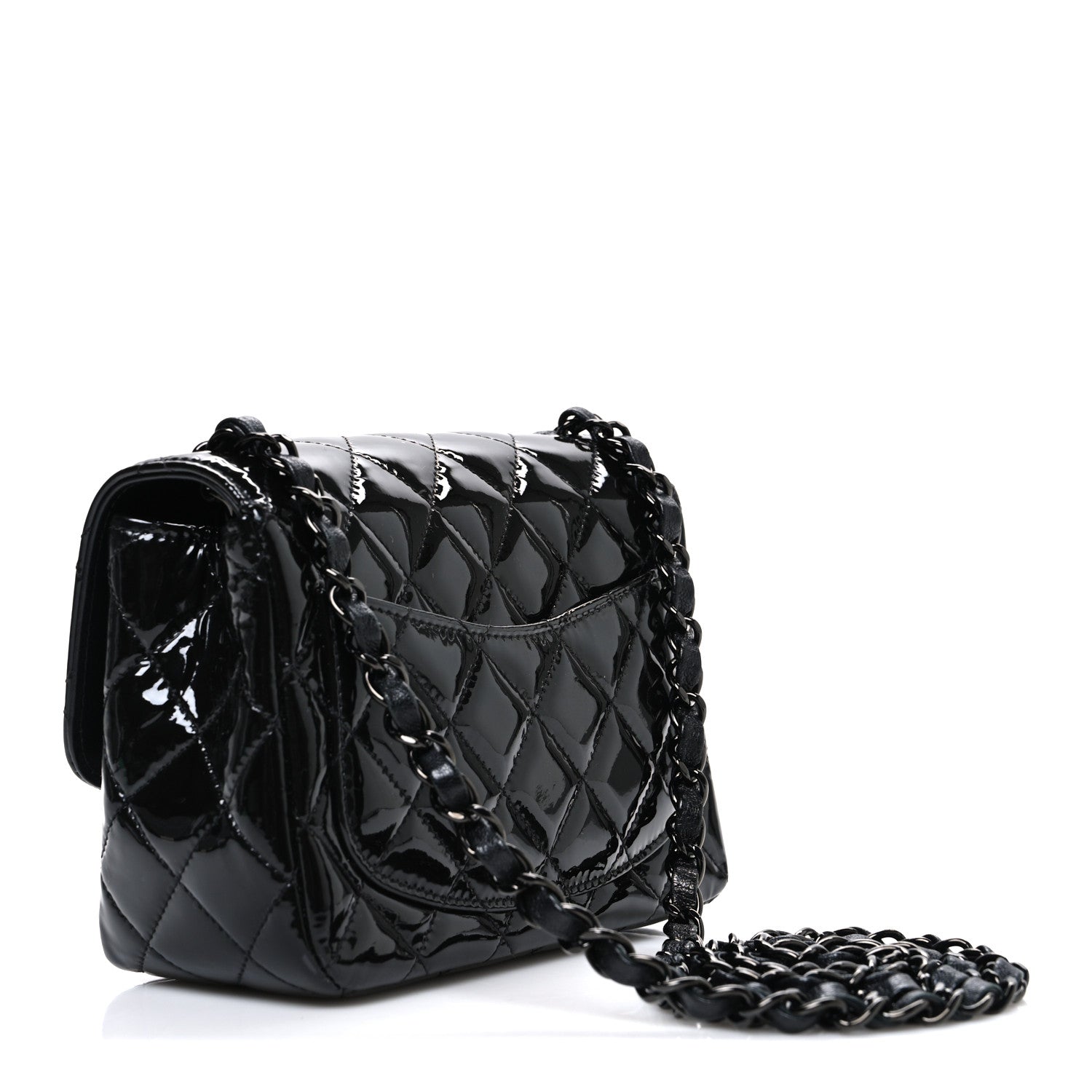 Chanel Patent Calfskin Quilted Mini Square Flap So Black