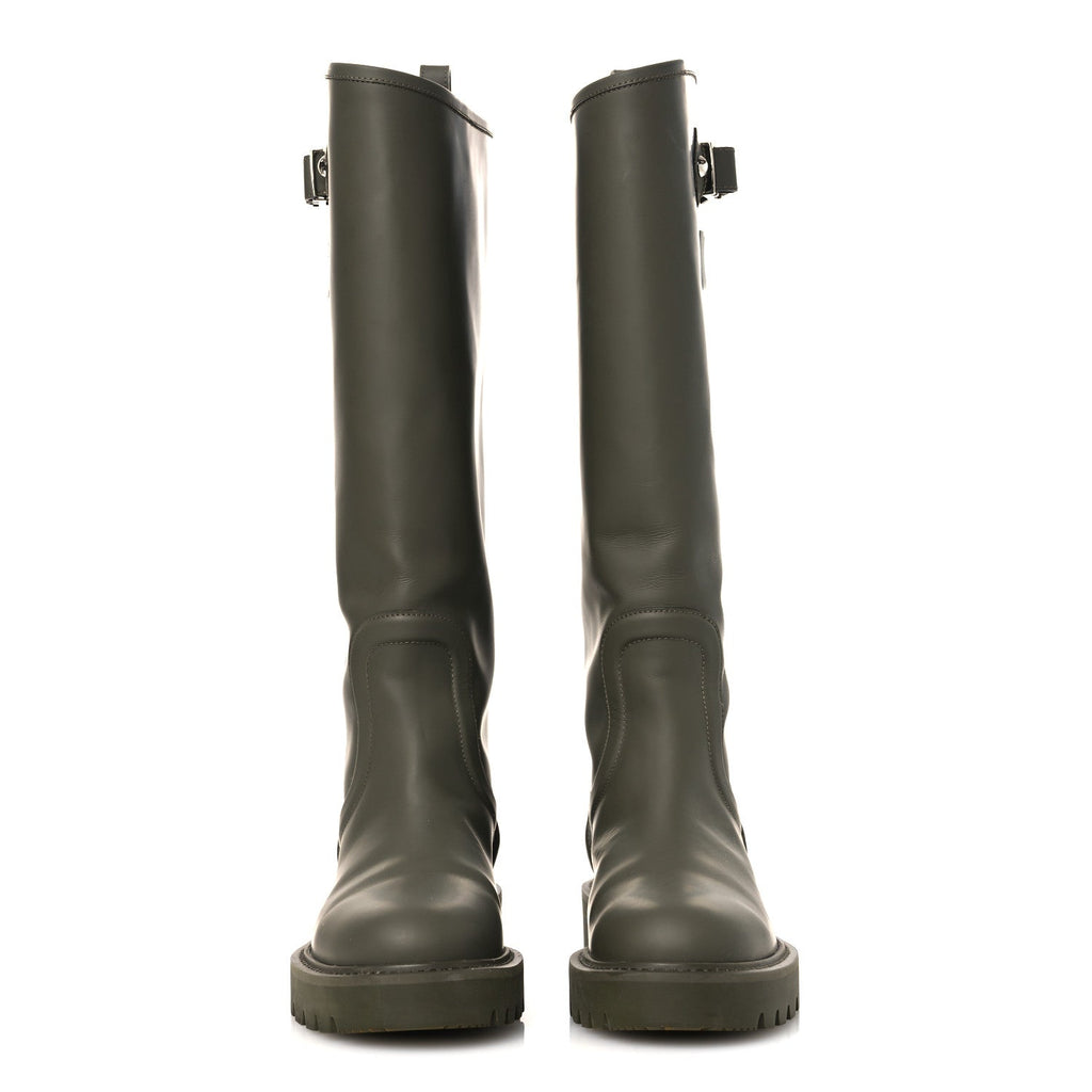 Louis Vuitton Rubber Calfskin Territory Flat High Boots 36 Khaki