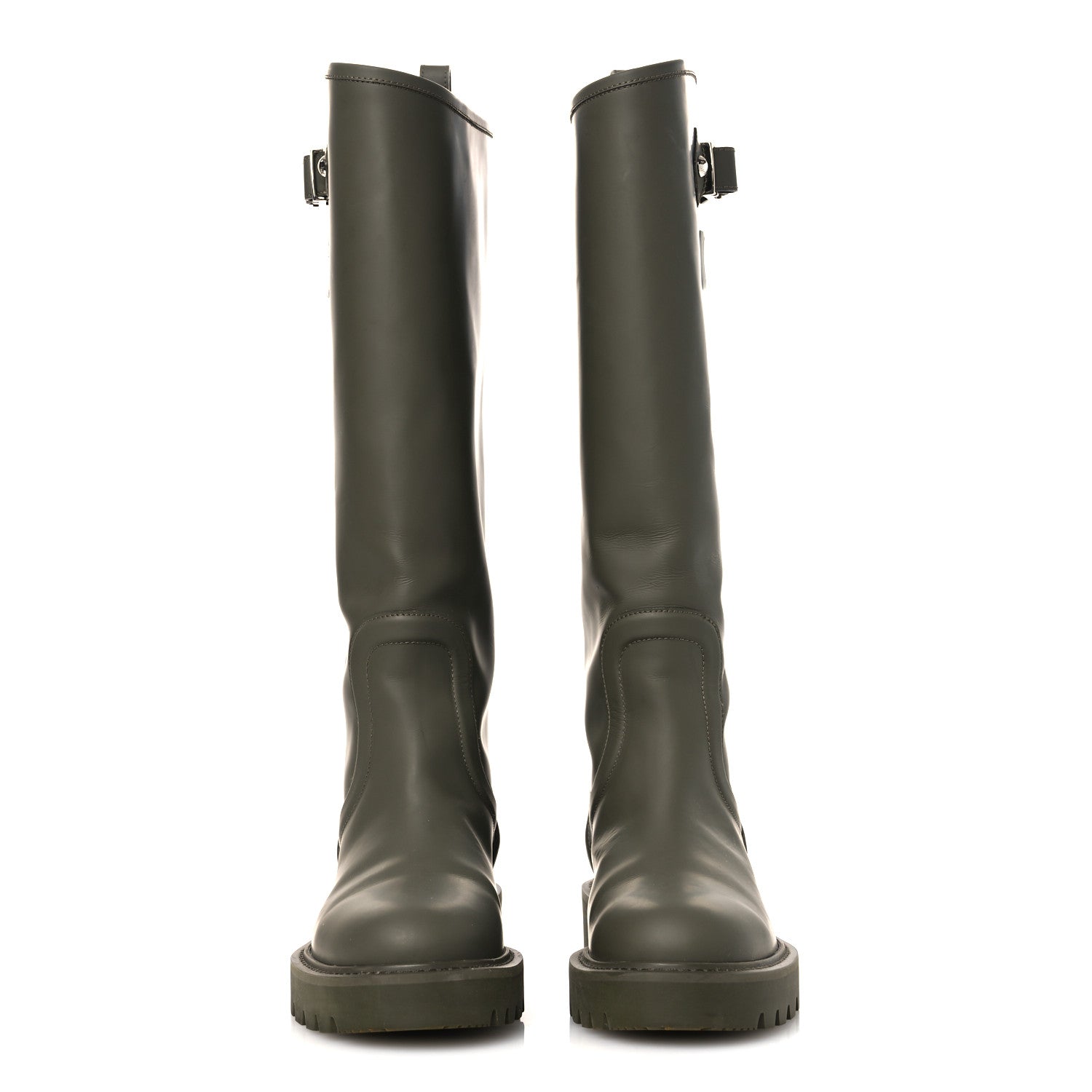 Louis Vuitton Rubber Calfskin Territory Flat High Boots 36 Khaki