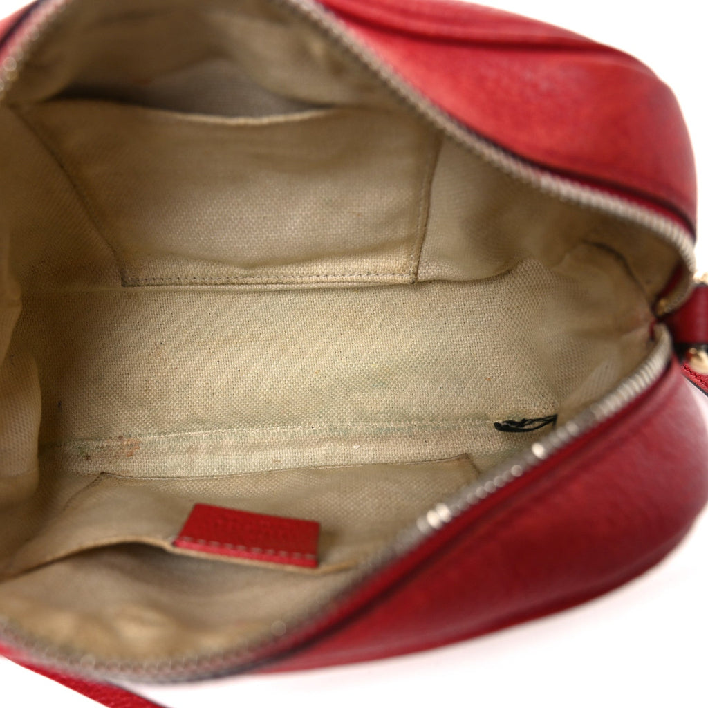 Gucci Pebbled Calfskin Small Soho Disco Bag Tabasco Red