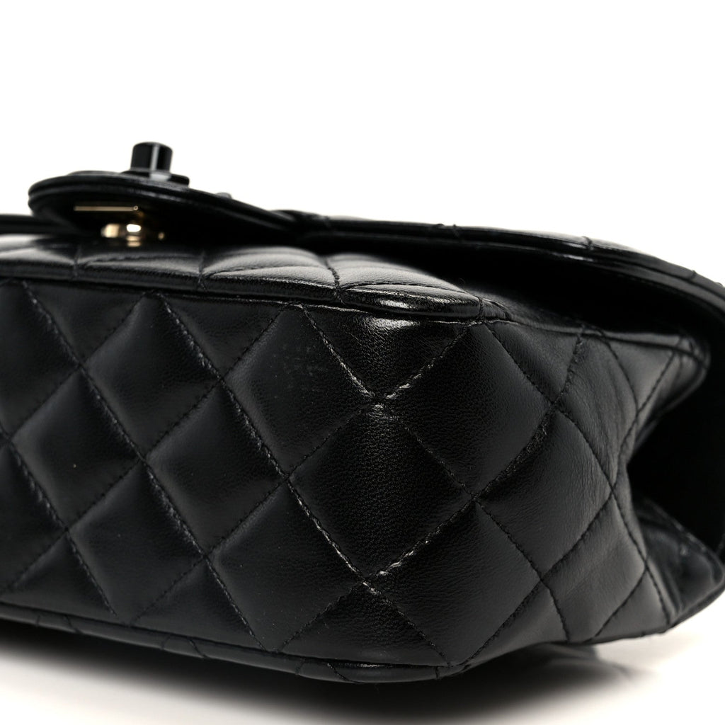 Chanel Lambskin Quilted Small Coco Pop Top Handle Flap So Black