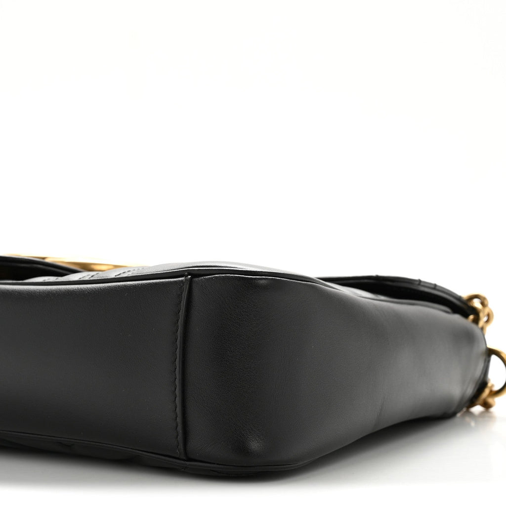 Gucci Calfskin Matelasse Medium GG Marmont Shoulder Bag Black