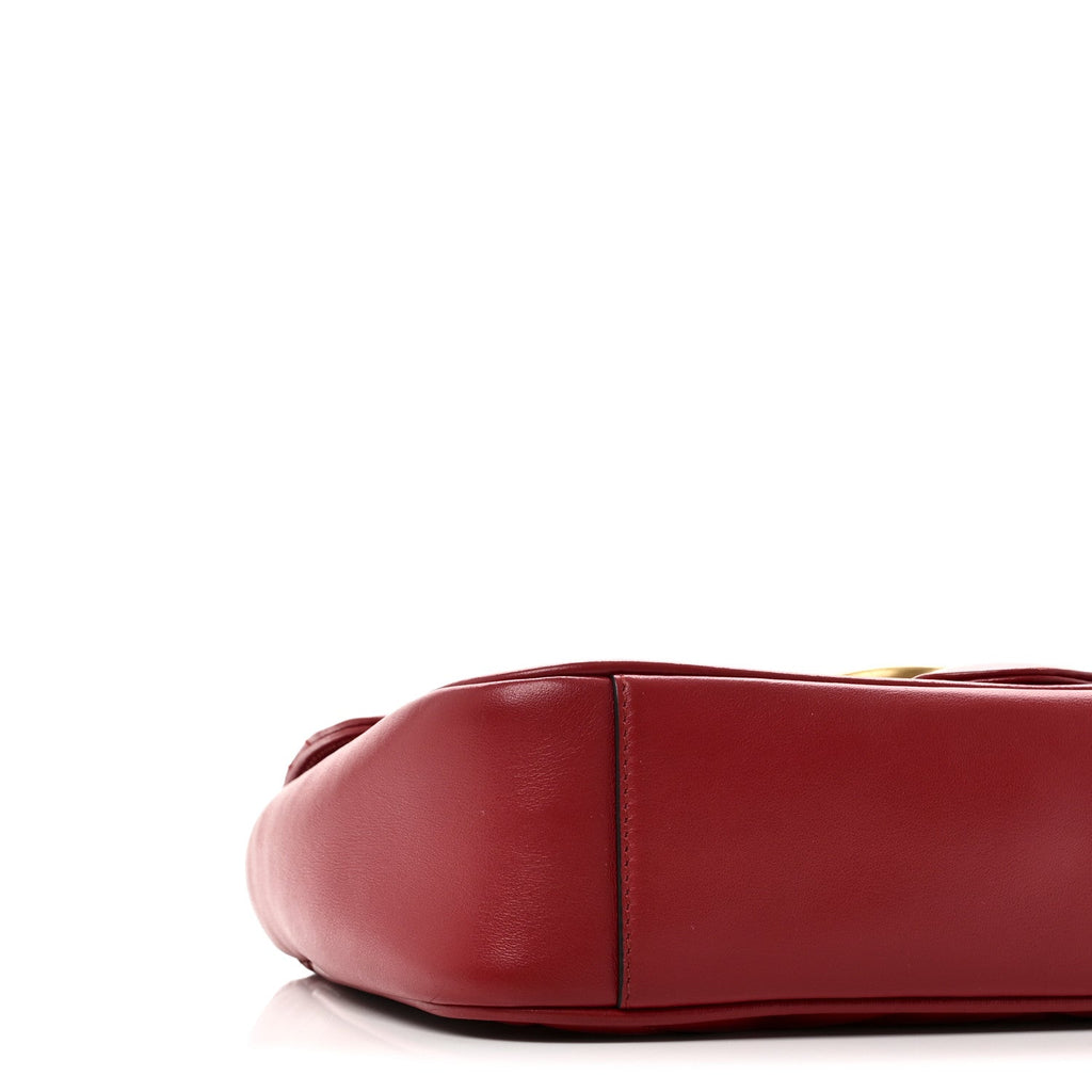 Gucci Calfskin Matelasse Small GG Marmont Shoulder Bag Hibiscus Red
