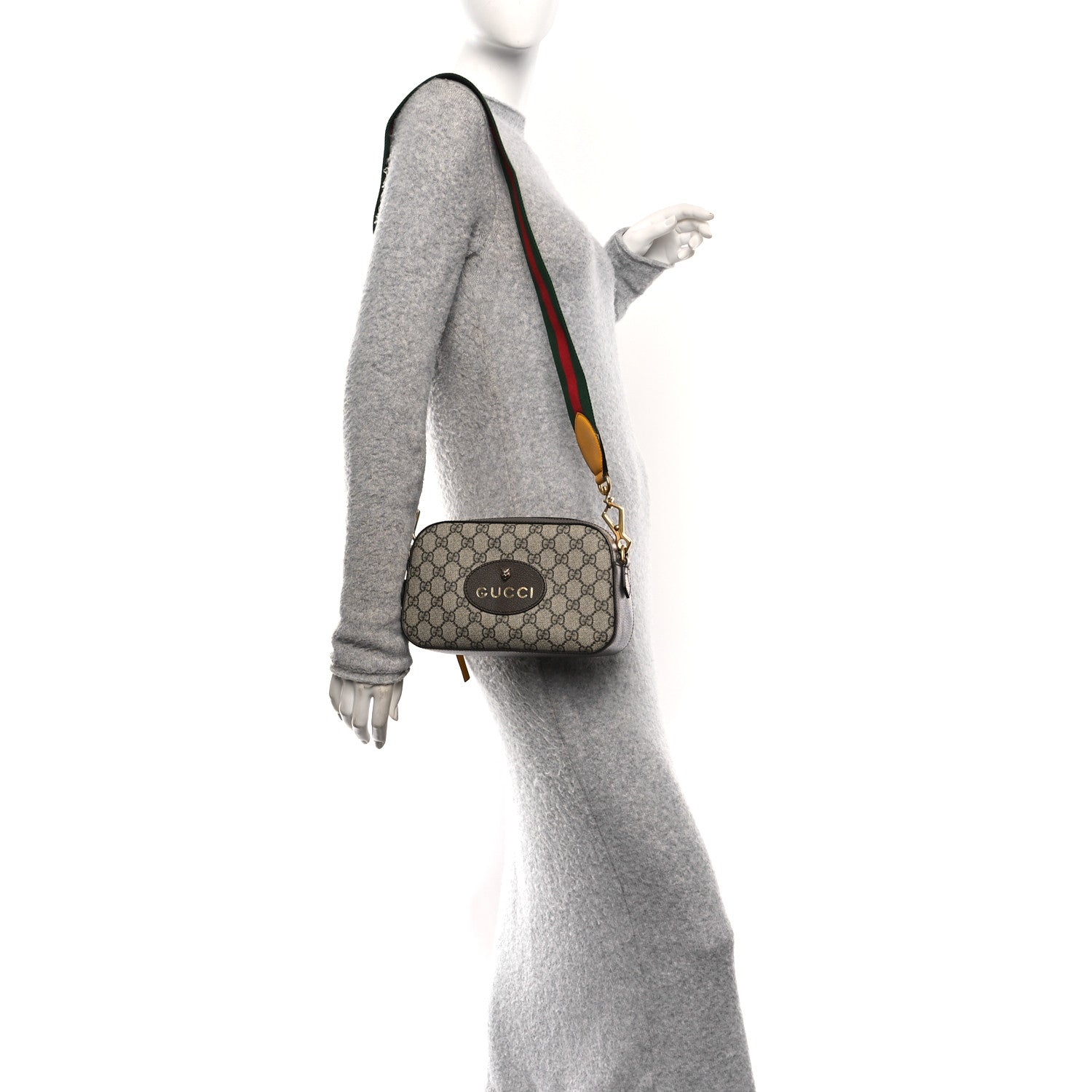 Gucci GG Supreme Monogram Web Neo Vintage Shoulder Bag Beige New Acero Crop
