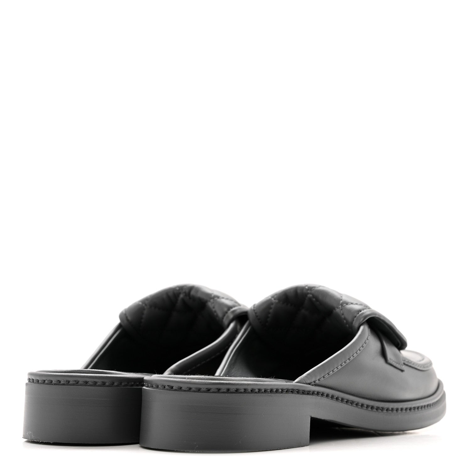 Lambskin Quilted CC Turnlock Mules 37.5 Grey