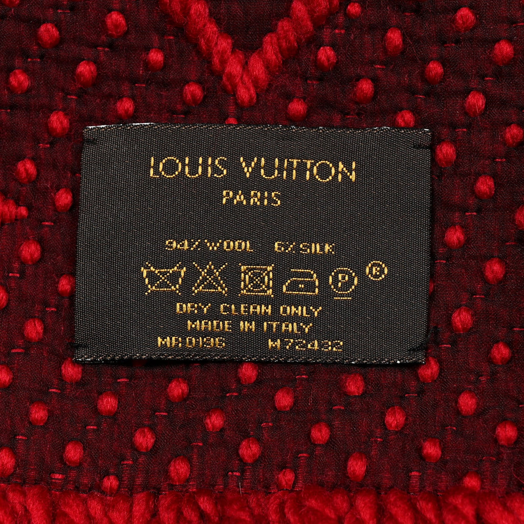 Louis Vuitton Wool Silk Logomania Scarf Rubis
