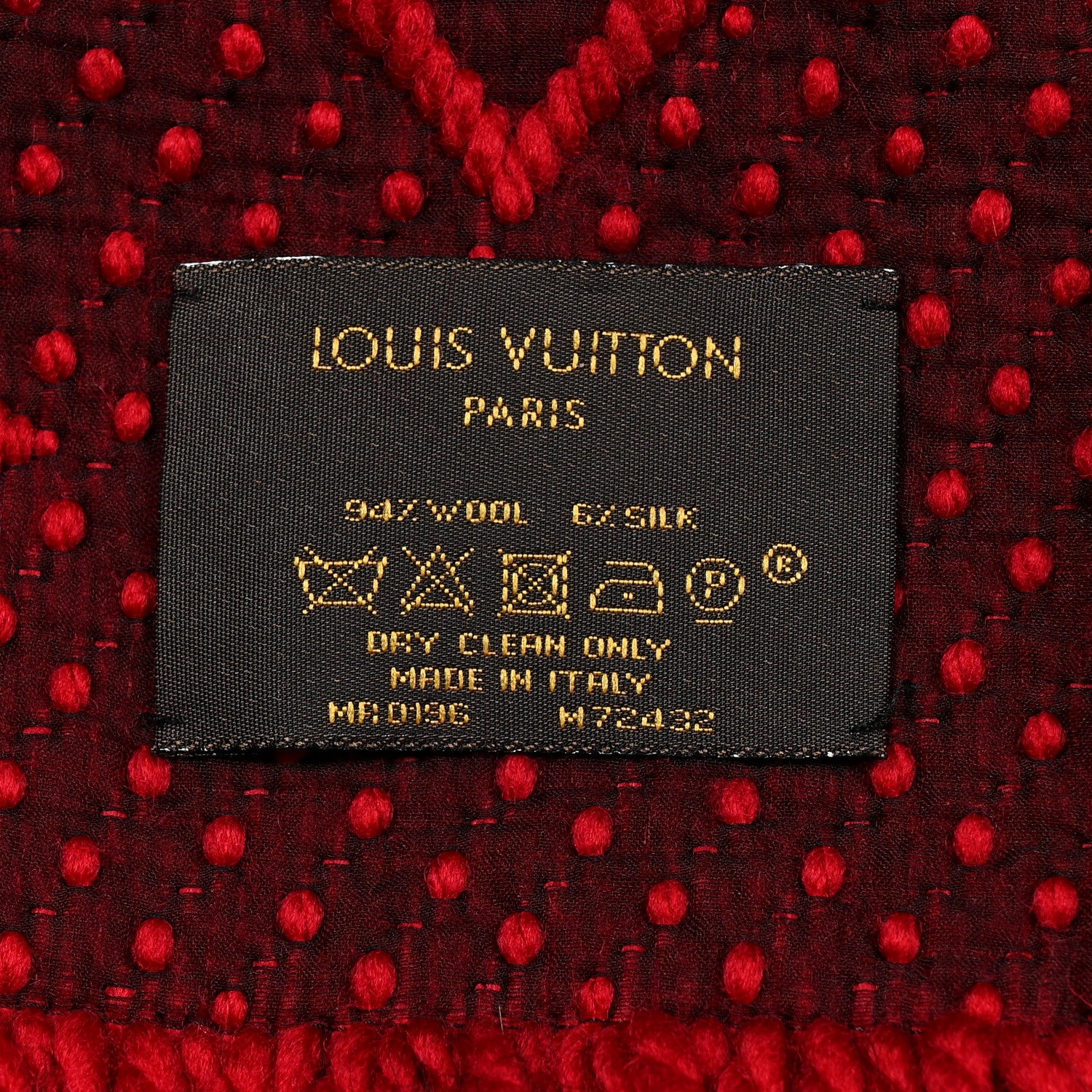 Louis Vuitton Wool Silk Logomania Scarf Rubis