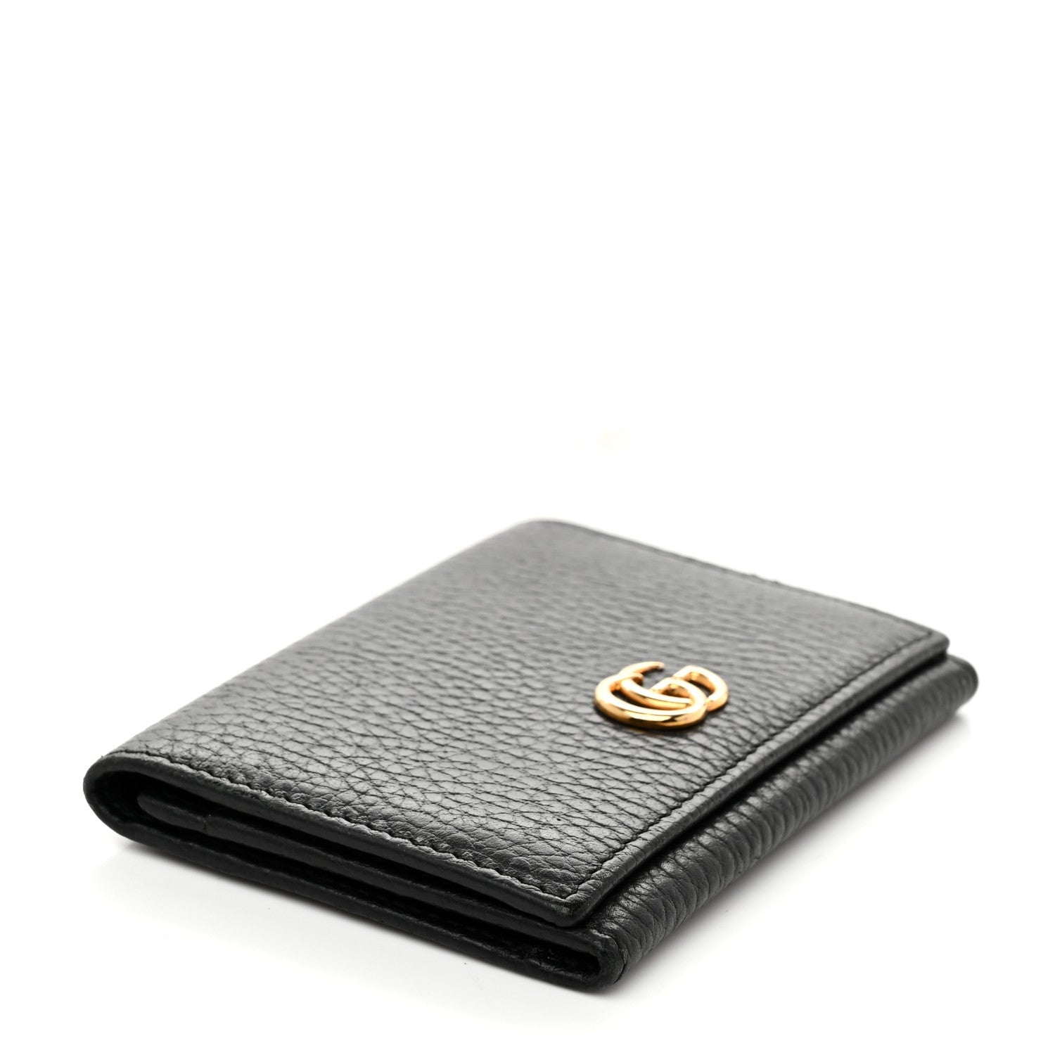 Gucci Pebbled Calfskin GG Marmont Card Case Black