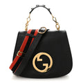 Gucci Roxy Calfskin Web Medium Studded Blondie Shoulder Flap Bag Black