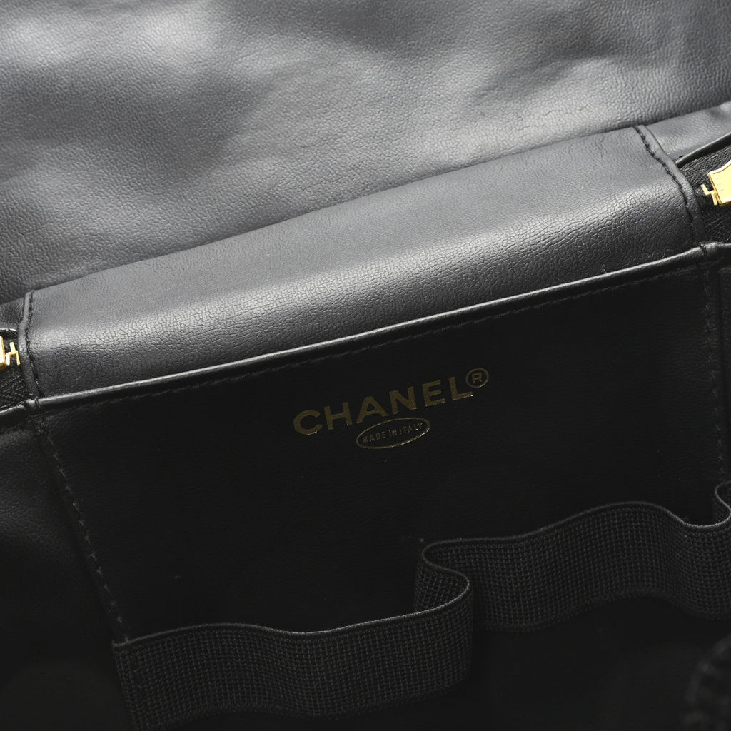 Chanel Caviar CC Vanity Train Case Black