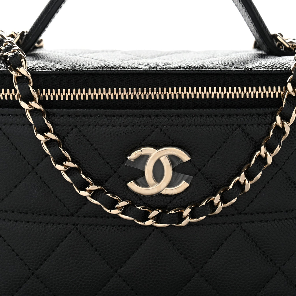 Chanel Caviar Quilted Trendy Handle Mini Vanity Black