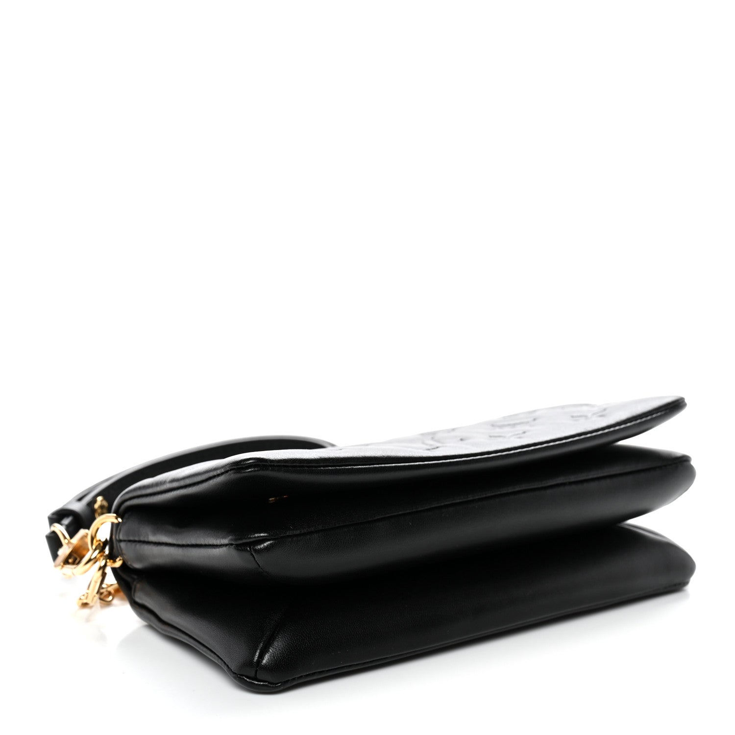 Louis Vuitton Lambskin Embossed Monogram Pochette Coussin Crossbody Black
