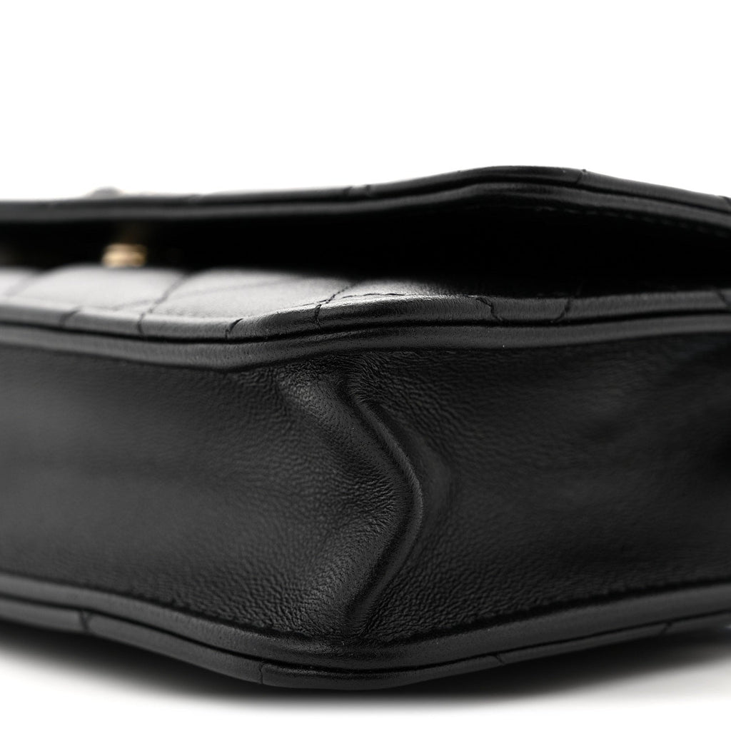 Chanel Lambskin Quilted Enamel CC Wallet On Chain WOC Black