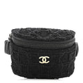 Chanel Tweed Lambskin Quilted Arm Coin Purse Black