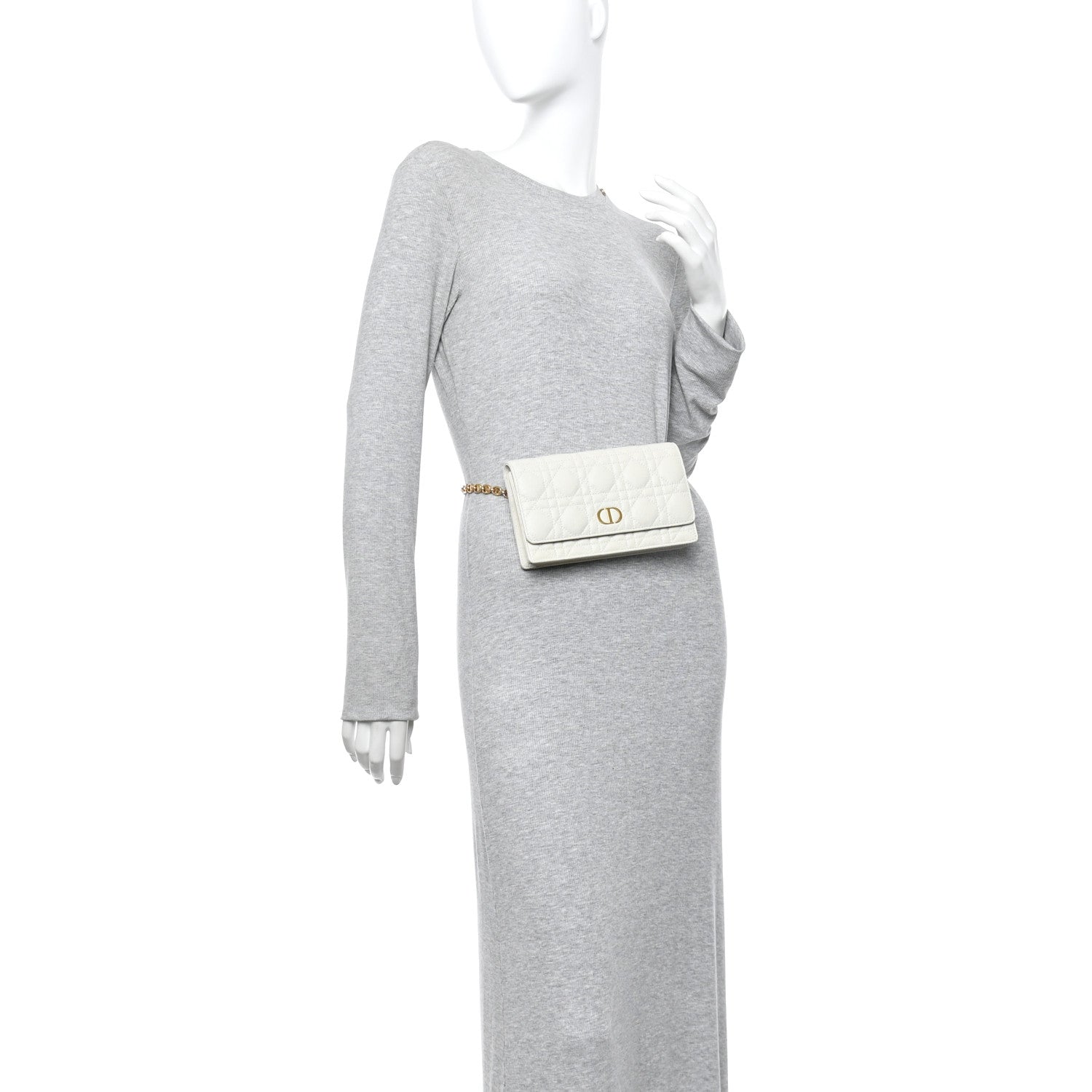Christian Dior Supple Calfskin Caro Pouch with Chain Latte