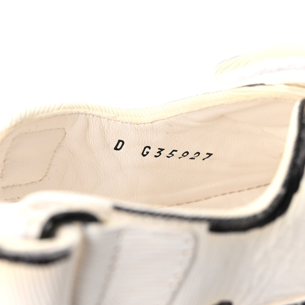 Calfskin Printed Velcro Dad Sandals 37 White Black