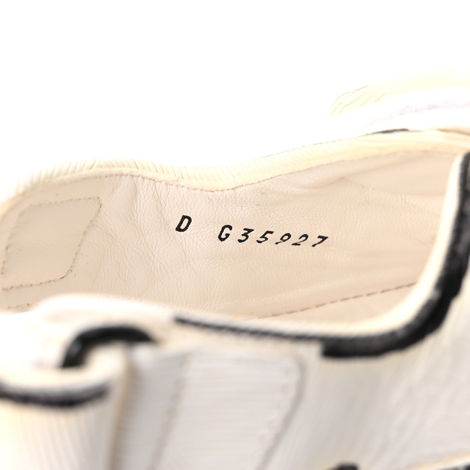 Calfskin Printed Velcro Dad Sandals 37 White Black