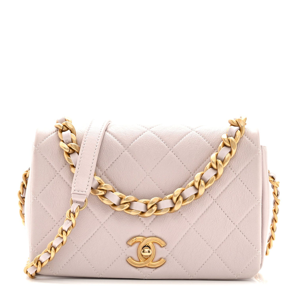 Chanel Shiny Lambskin Quilted Small Fashion Therapy Flap Bag Lilac