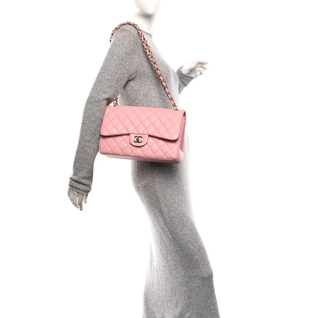 Chanel Caviar Quilted Jumbo Double Flap Pink