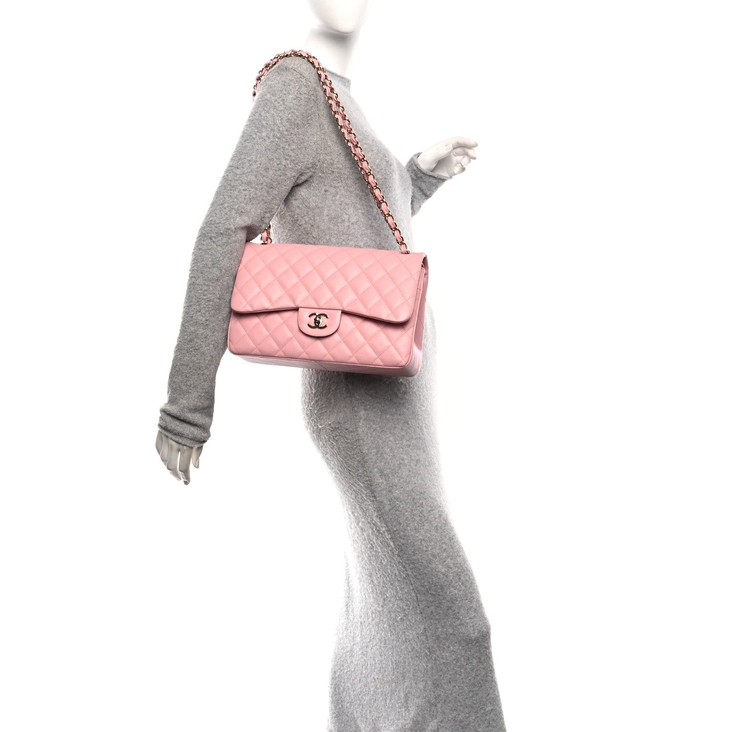 Chanel Caviar Quilted Jumbo Double Flap Pink