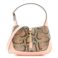 Gucci Snakeskin Ostrich Calfskin Small Jackie 1961 Hobo Pink Multicolor