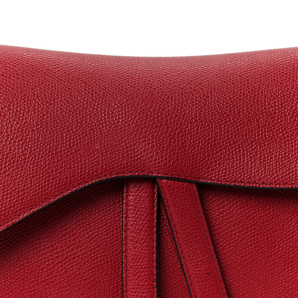 Christian Dior Grained Calfskin Saddle Bag Red
