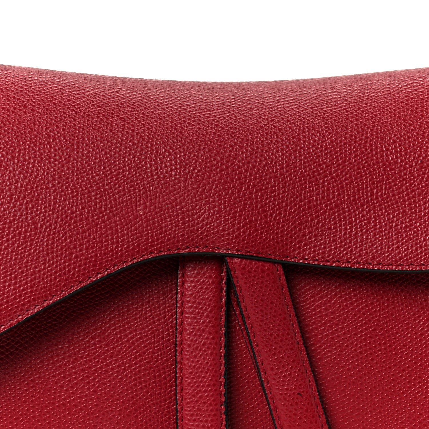 Christian Dior Grained Calfskin Saddle Bag Red
