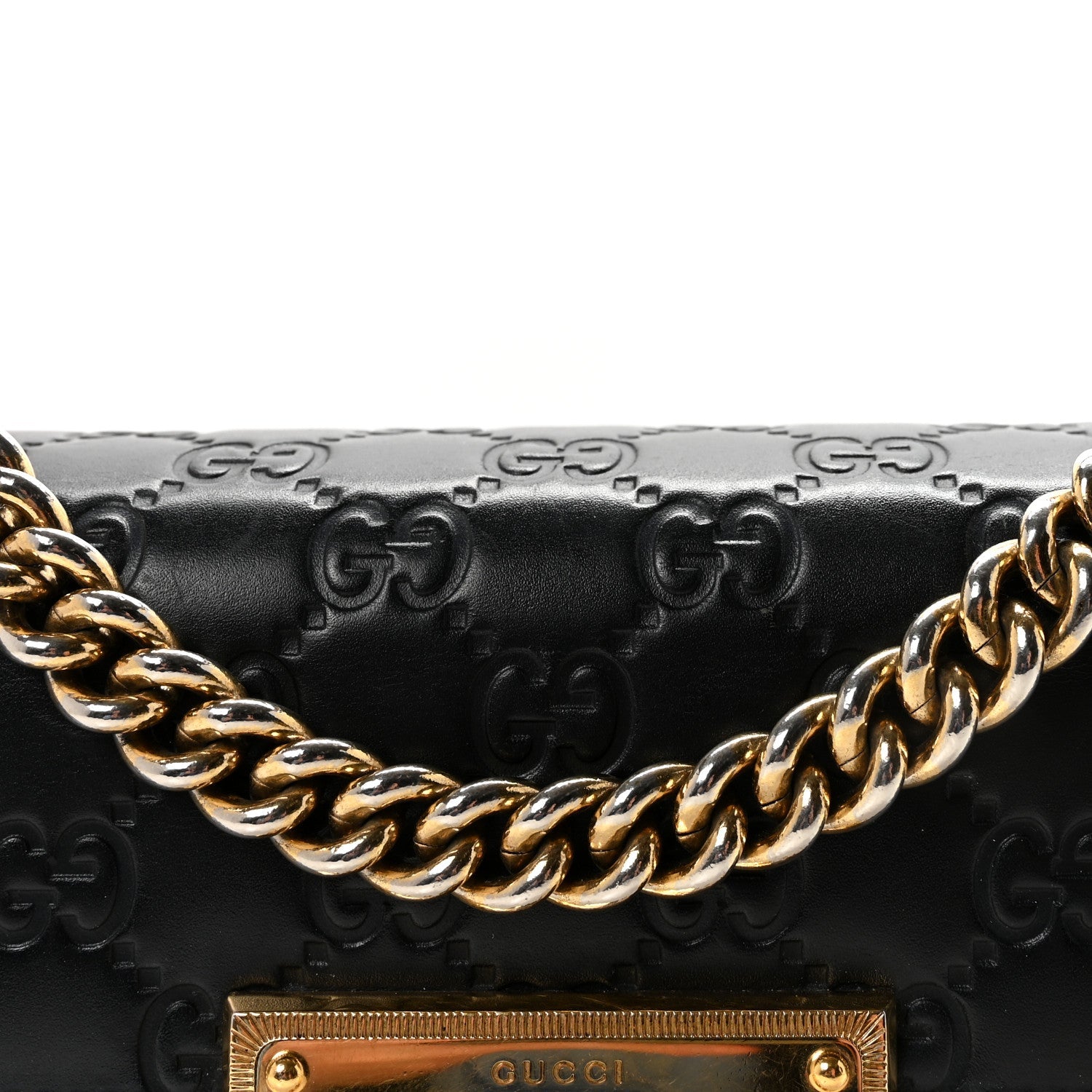 Gucci Guccissima Small Padlock Shoulder Bag Black White