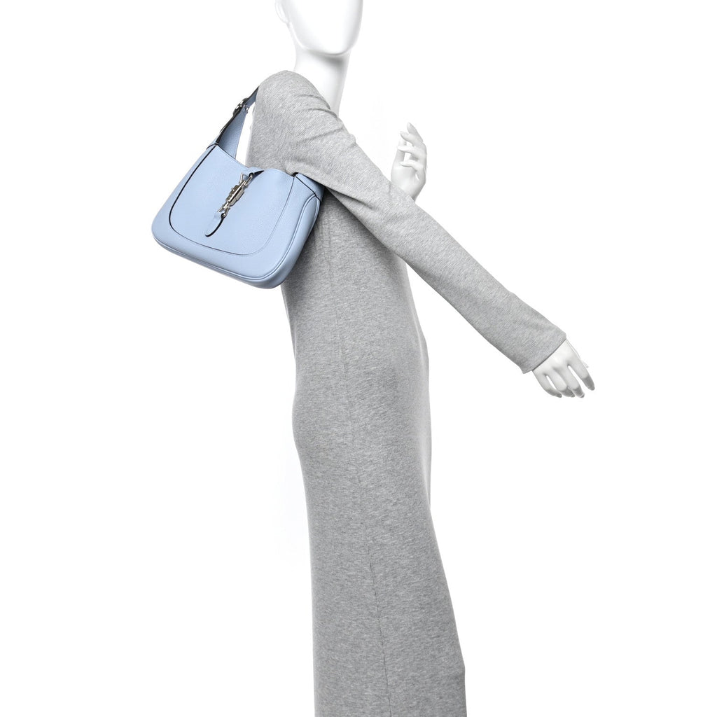 Gucci Grained Calfskin Web Medium Jackie 1961 Hobo Light Blue