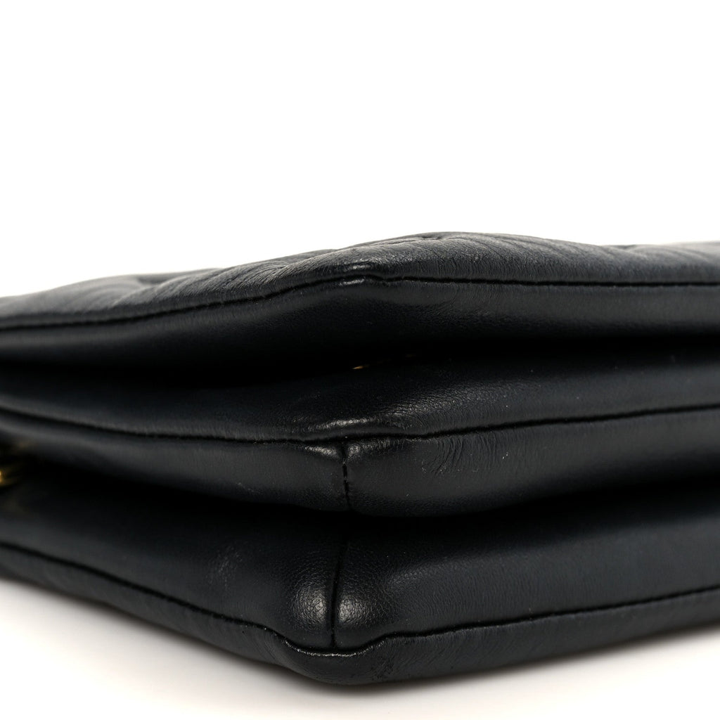 Louis Vuitton Lambskin Embossed Monogram Pochette Coussin Black