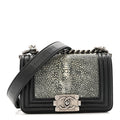 Chanel Galuchat Stingray Mini Boy Flap  Black Silver