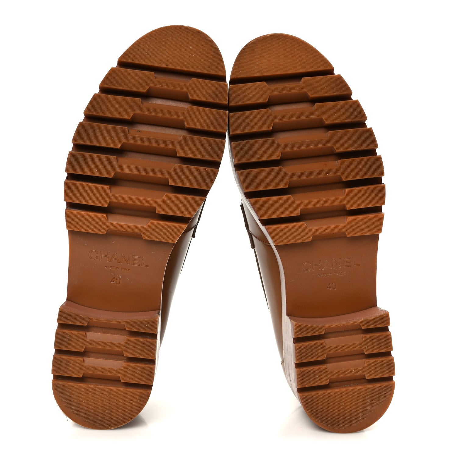 Calfskin Metal CC Loafers 40 Brown