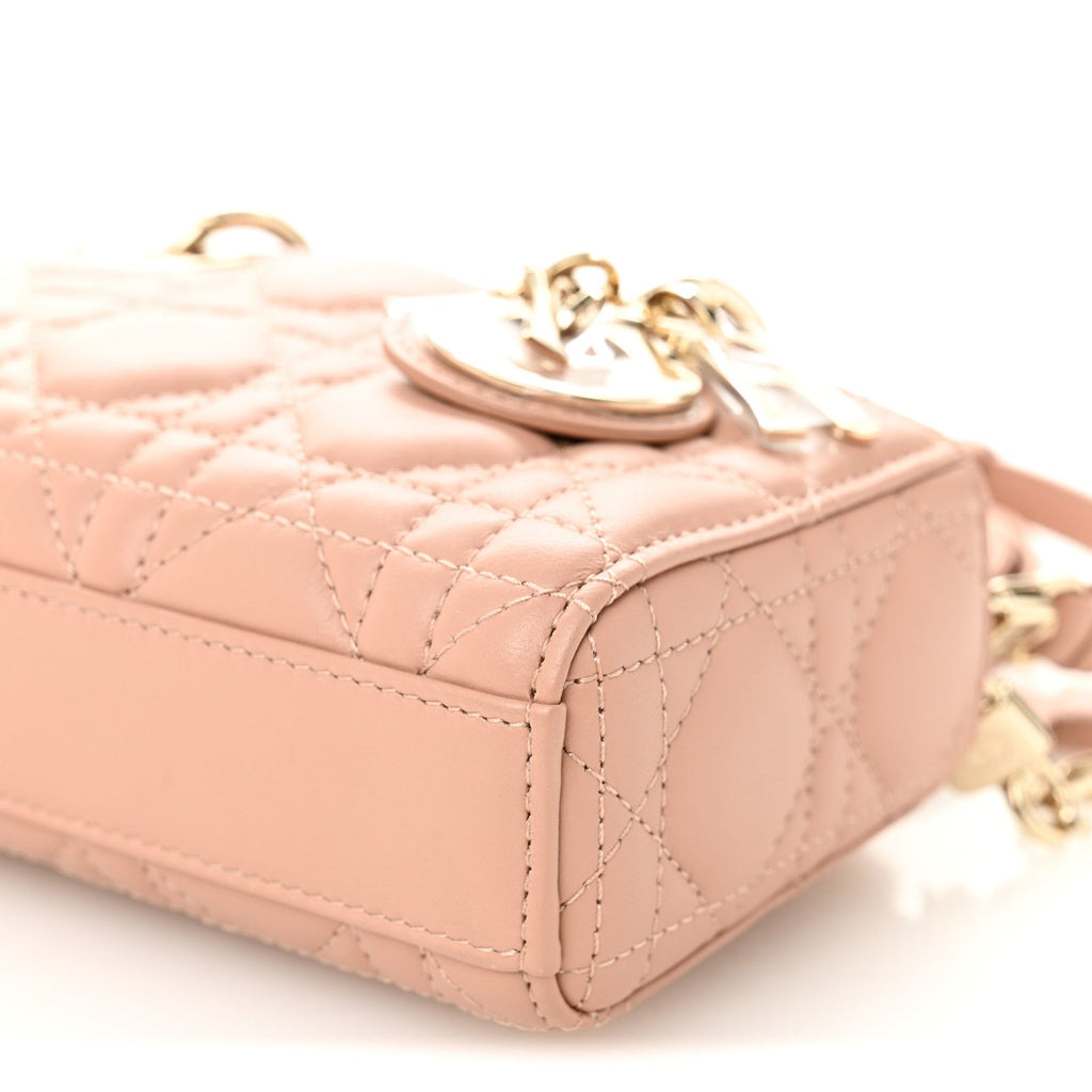 Christian Dior Lambskin Cannage Micro Lady D-Joy Rose Des Vents