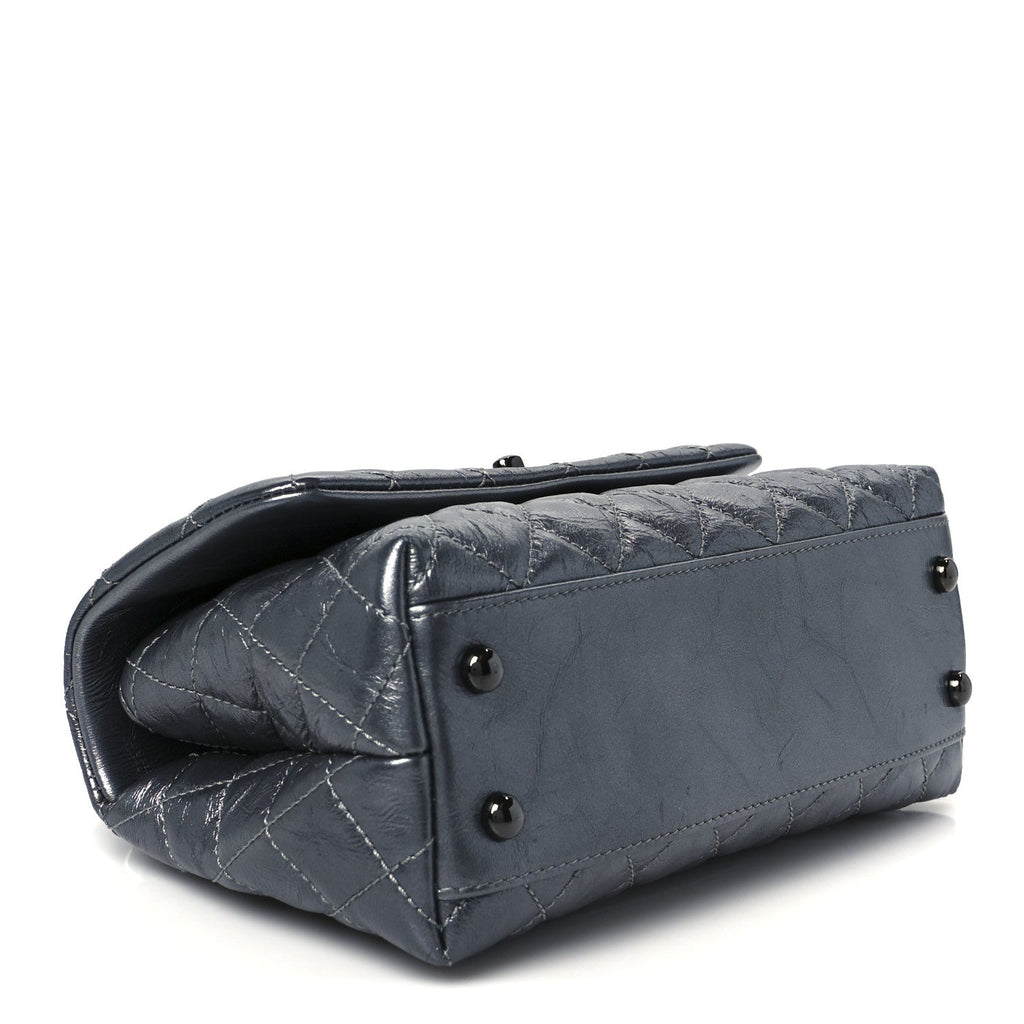 Chanel Metallic Aged Calfskin Quilted Mini Coco Handle Flap Charcoal