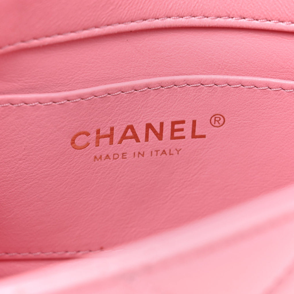 Chanel Lambskin Wenge Quilted Mini Fashion Wood Square Flap Pink