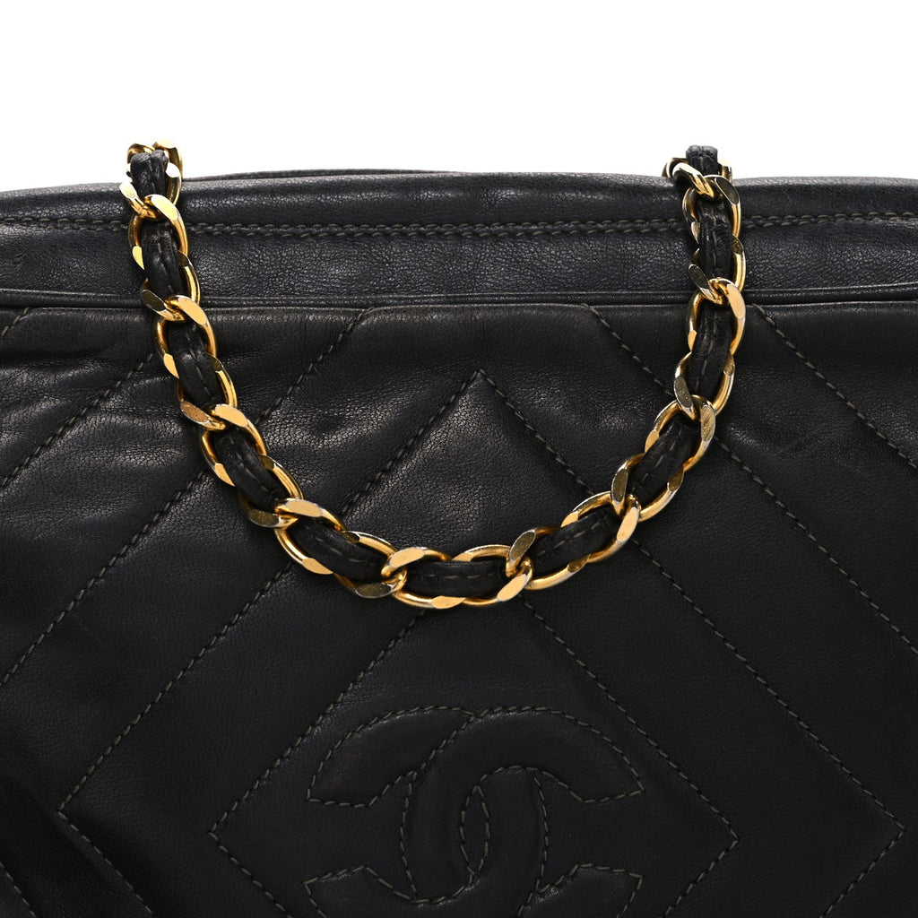 Chanel Lambskin Quilted CC Tassel Camera Case Black