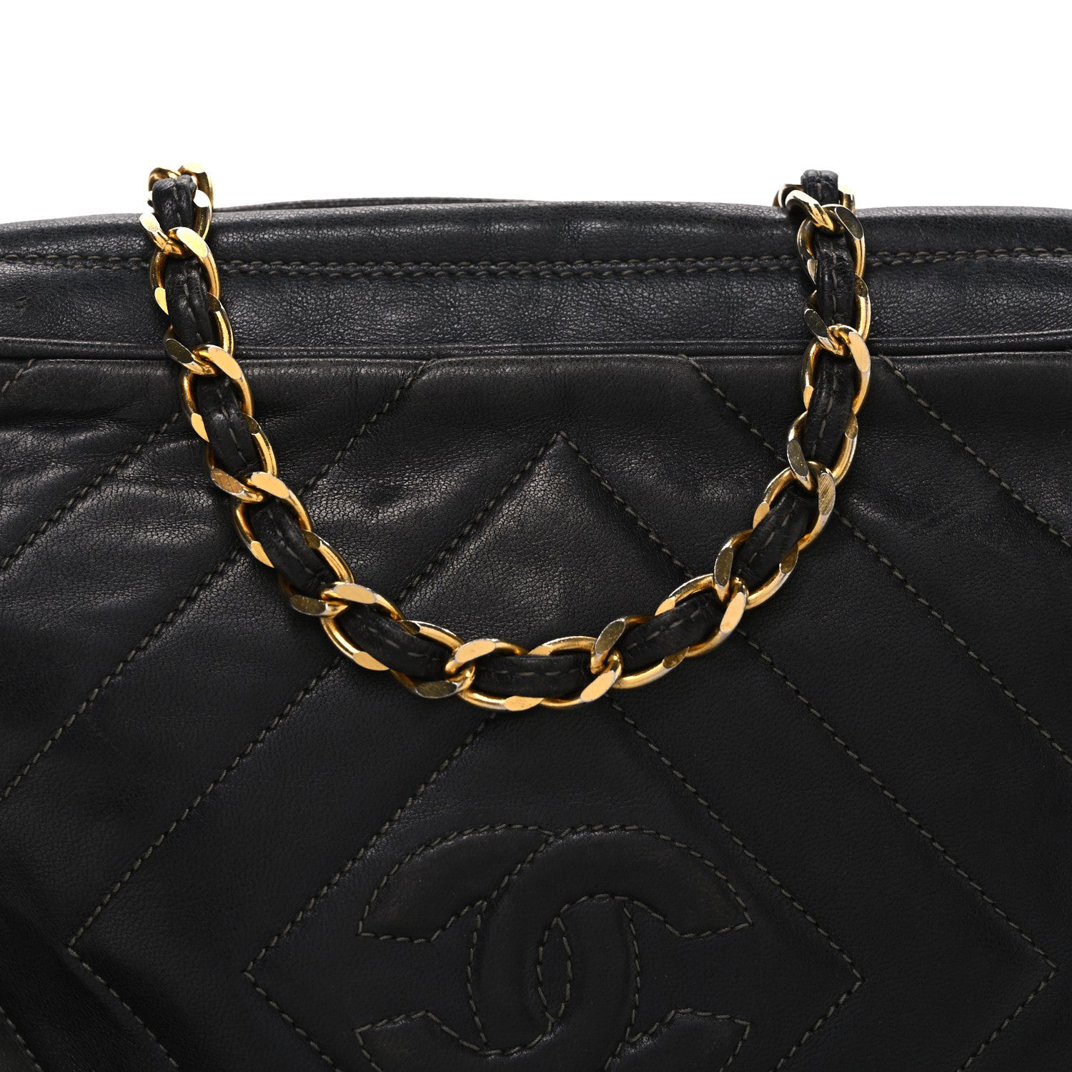 Chanel Lambskin Quilted CC Tassel Camera Case Black