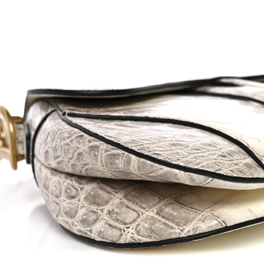 Christian Dior Niloticus Crocodile Himalaya Saddle Bag Latte